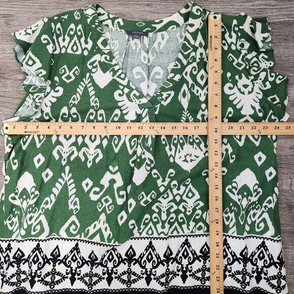 Haute Hippee Linen Blend Green Boho Size 2X Summer Abstract Top - Picture 6 of 8